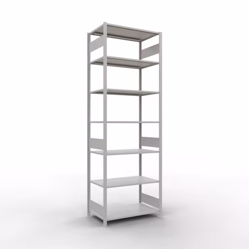 Grundregal, Fachbodenregal Stecksystem MULTIplus150, 3000 x 1000 x 600 mm (HxBxT), 7 Fachböden, Längenriegel, RAL 7035 lichtgrau aus der Kategorie Grundregal mit der Artikelnummer 32662-LR