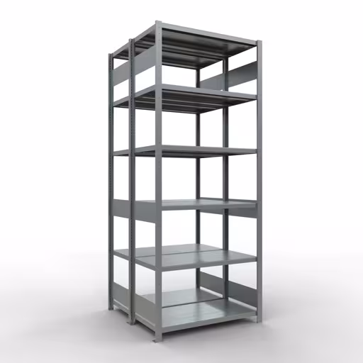 Grundregal, Doppelregal, Fachbodenregal Stecksystem MULTIplus250, 2500 x 1000 x (2x500) mm (HxBxT), 2x6 Fachböden, Längenriegel, verzinkt aus der Kategorie Doppelregale mit der Artikelnummer 17951