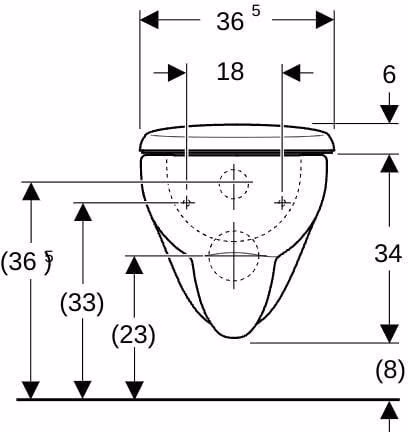 Technische Zeichnung 4029365 Geberit Renova Set Wand-WC mit WC-Sitz Tiefspüler, weiß