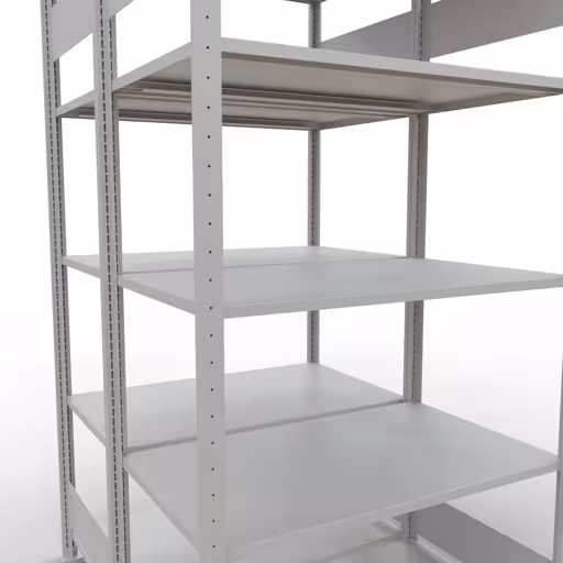 Zusatzbild des Artikels Grundregal, Doppelregal, Fachbodenregal Stecksystem MULTIplus150, 2000 x 1000 x (2x600) mm (HxBxT), 2x5 Fachböden, Längenriegel, RAL 7035 lichtgrau aus Doppelregale