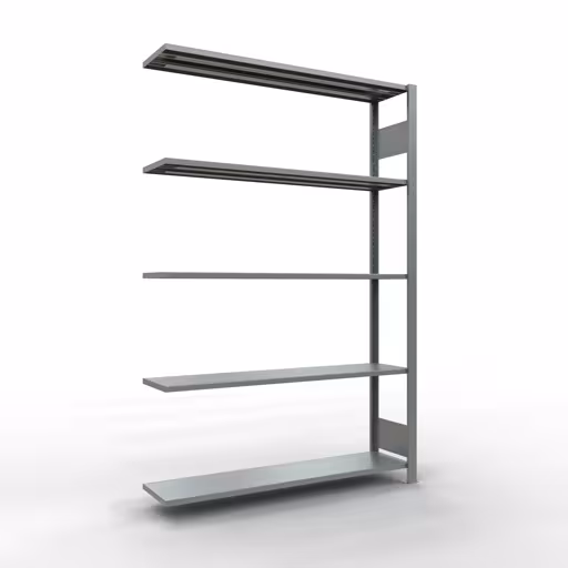 Anbauregal, Fachbodenregal Stecksystem MULTIplus150, 2000 x 1300 x 300 mm (HxBxT), 5 Fachböden, Längenriegel, verzinkt von Schulte Lagertechnik mit der Artikelnr. 12735-130-LR