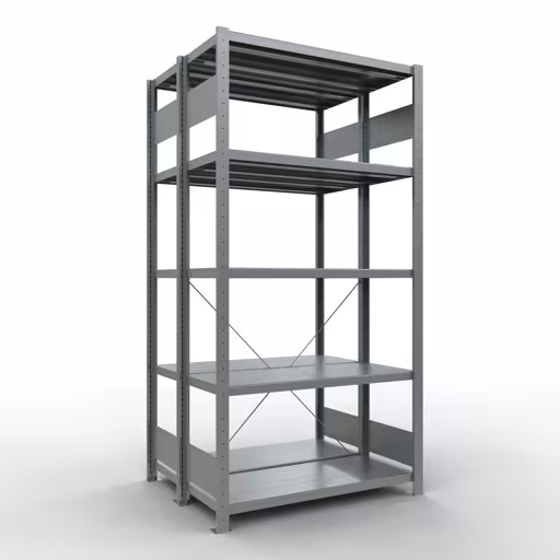 Grundregal, Doppelregal, Fachbodenregal Stecksystem MULTIplus250, 2000 x 1000 x (2x400) mm (HxBxT), 2x5 Fachböden, Kreuzstrebe, verzinkt aus der Kategorie Doppelregale mit der Artikelnummer 14240-G