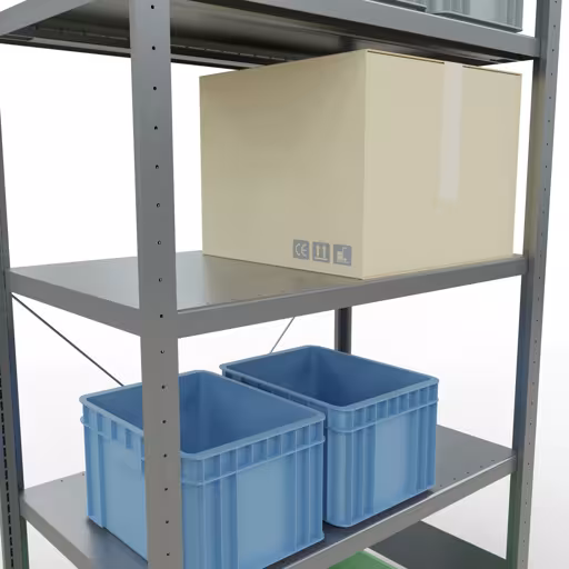 Abbildung Nr 12 des Artikels Grundregal, Fachbodenregal Stecksystem MULTIplus330, 2000 x 1000 x 600 mm (HxBxT), 5 Fachböden, Kreuzstrebe, verzinkt aus der Produktgruppe Stecksystem von der Marke Schulte Lagertechnik