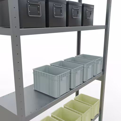 Abbildung Nr 8 des Artikels Grundregal, Fachbodenregal Stecksystem MULTIplus250, 3000 x 1300 x 400 mm (HxBxT), 7 Fachböden, Längenriegel, verzinkt aus der Produktgruppe Stecksystem von der Marke Schulte Lagertechnik