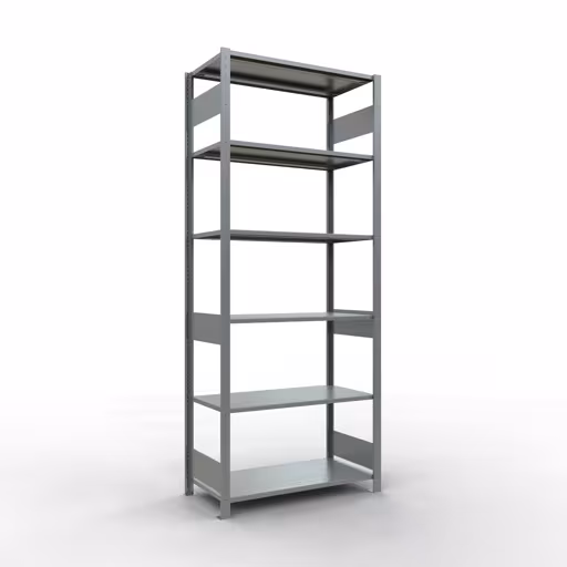 Grundregal, Fachbodenregal Stecksystem MULTIplus150, 2500 x 1000 x 500 mm (HxBxT), 6 Fachböden, Längenriegel, verzinkt aus der Kategorie Grundregal mit der Artikelnummer 12751-LR