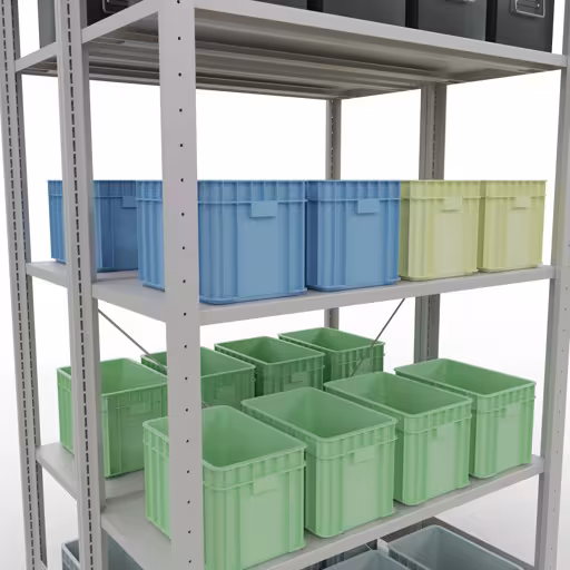 Weitere Ansicht des Artikels Grundregal, Doppelregal, Fachbodenregal Stecksystem MULTIplus150, 2000 x 1000 x (2x400) mm (HxBxT), 2x5 Fachböden, Kreuzstrebe, RAL 7035 lichtgrau aus der Kategorie Fachbodenregale