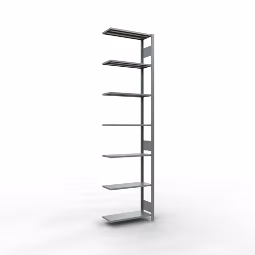 Anbauregal, Fachbodenregal Stecksystem MULTIplus150, 3000 x 750 x 300 mm (HxBxT), 7 Fachböden, Längenriegel, verzinkt aus der Kategorie Anbauregal mit der Artikelnummer 12737-75-LR