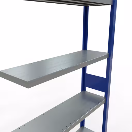 Anbauregal, Fachbodenregal Stecksystem MULTIplus330, 3000 x 1000 x 300 mm (HxBxT), 7 Fachböden, Längenriegel, RAL 5010 enzianblau/verzinkt von der Marke Schulte Lagertechnik aus der Produktreihe Stecksystem