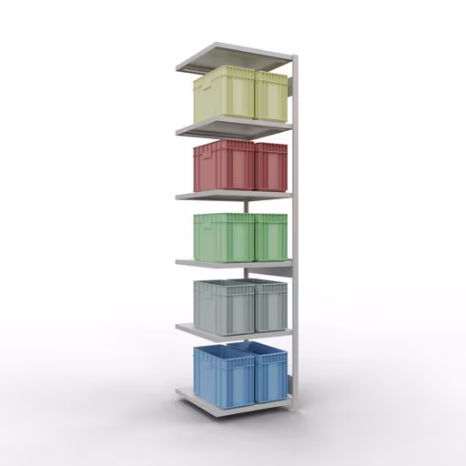 Anbauregal, Fachbodenregal Stecksystem MULTIplus250, 3000 x 750 x 800 mm (HxBxT), 7 Fachböden, Längenriegel, RAL 7035 lichtgrau von der Marke Schulte Lagertechnik aus der Produktreihe Stecksystem