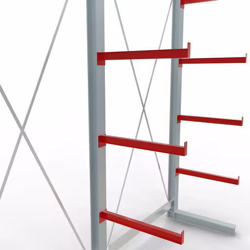 Produktbild Nr 10 des Artikels K 6000 Komplettregal, einseitig, 3000 x 3000 x 750 mm, RAL 7001 / RAL 3000, 5 Lagerebenen Abbildung Nr 10 des Artikels K 6000 Komplettregal, einseitig, 3000 x 3000 x 750 mm, RAL 7001 / RAL 3000, 5 Lagerebenen aus der Produktgruppe Kragarmregale von der Marke Schulte Lagertechnik