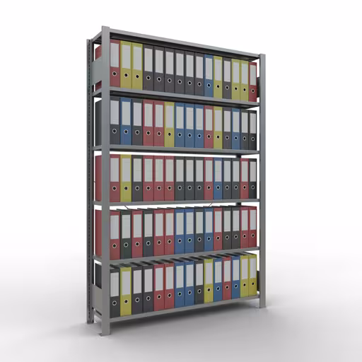 Produktbild Nr 13 des Artikels Grundregal, Büro-Fachbodenregal Stecksystem MULTIplus85, 2000 x 1300 x 300 mm (HxBxT), 6 Fachböden, Kreuzstrebe, verzinkt, ohne Anschlagleiste Abbildung Nr 13 des Artikels Grundregal, Büro-Fachbodenregal Stecksystem MULTIplus85, 2000 x 1300 x 300 mm (HxBxT), 6 Fachböden, Kreuzstrebe, verzinkt, ohne Anschlagleiste aus der Produktgruppe Büroregale von der Marke Schulte Lagertechnik