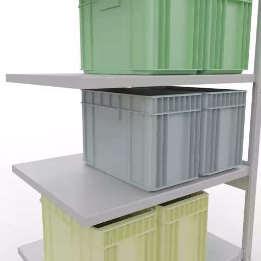 Abbildung Nr 11 des Artikels Anbauregal, Fachbodenregal Stecksystem MULTIplus330, 2500 x 1000 x 800 mm (HxBxT), 6 Fachböden, Längenriegel, RAL 7035 lichtgrau aus der Produktgruppe Stecksystem von der Marke Schulte Lagertechnik