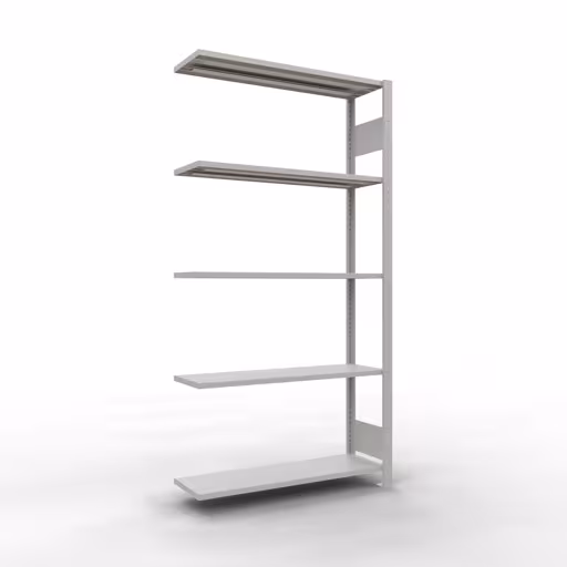 Anbauregal, Fachbodenregal Stecksystem MULTIplus150, 2000 x 1000 x 300 mm (HxBxT), 5 Fachböden, Längenriegel, RAL 7035 lichtgrau aus der Kategorie Anbauregal mit der Artikelnummer 32635-LR