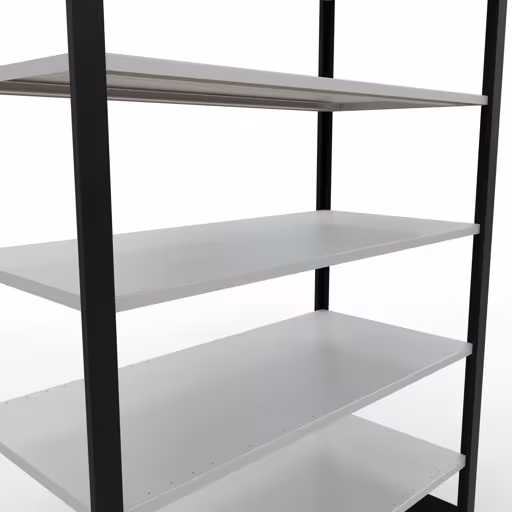Produktbild Nr 14 des Artikels Grundregal, Büro-Fachbodenregal Stecksystem MULTIplus150, 2300 x 1300 x 600 mm (HxBxT), 7 Fachböden, Längenriegel, ohne Mittelanschlag, schwarz/lichtgrau Abbildung Nr 14 des Artikels Grundregal, Büro-Fachbodenregal Stecksystem MULTIplus150, 2300 x 1300 x 600 mm (HxBxT), 7 Fachböden, Längenriegel, ohne Mittelanschlag, schwarz/lichtgrau aus der Produktgruppe Büroregale von der Marke Schulte Lagertechnik