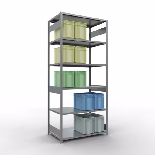 Abbildung Nr 15 des Artikels Grundregal, Fachbodenregal Stecksystem MULTIplus250, 3000 x 1300 x 800 mm (HxBxT), 7 Fachböden, Längenriegel, verzinkt aus der Produktgruppe Stecksystem von der Marke Schulte Lagertechnik