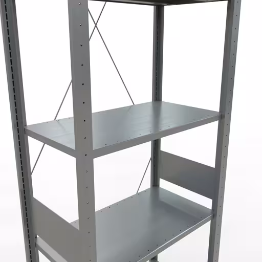 Produktbild Nr.7 des Artikels Grundregal, Fachbodenregal Stecksystem MULTIplus150, 3000 x 750 x 400 mm (HxBxT), 7 Fachböden, Kreuzstrebe, verzinkt aus der Produktreihe Stecksystem von der Marke Schulte Lagertechnik