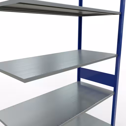 Anbauregal, Fachbodenregal Stecksystem MULTIplus150, 3000 x 1300 x 600 mm (HxBxT), 7 Fachböden, Längenriegel, RAL 5010 enzianblau/verzinkt von Schulte Lagertechnik aus der Kategorie Stecksystem