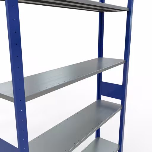 Grundregal, Fachbodenregal Stecksystem MULTIplus150, 3000 x 1300 x 300 mm (HxBxT), 7 Fachböden, Längenriegel, RAL 5010 enzianblau/verzinkt von Schulte Lagertechnik mit der Artikelnr. 12732-130-LR-B
