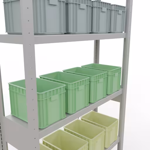 Grundregal, Fachbodenregal Stecksystem MULTIplus250, 2500 x 1000 x 300 mm (HxBxT), 6 Fachböden, Kreuzstrebe, RAL 7035 lichtgrau von Schulte Lagertechnik aus der Kategorie Stecksystem