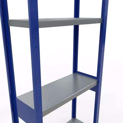 Grundregal, Fachbodenregal Stecksystem MULTIplus250, 3000 x 750 x 300 mm (HxBxT), 7 Fachböden, Längenriegel, RAL 5010 enzianblau/verzinkt/verzinkt von der Marke Schulte Lagertechnik aus der Produktreihe Stecksystem