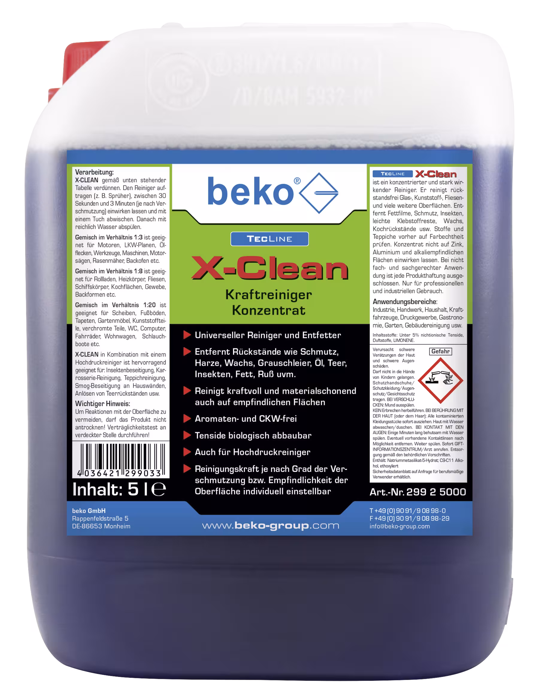 TecLine X-Clean Kraftreiniger -Konzentrat- 5 l Kanister aus der Kategorie Universalreiniger mit der Artikelnr. 299 2 5000