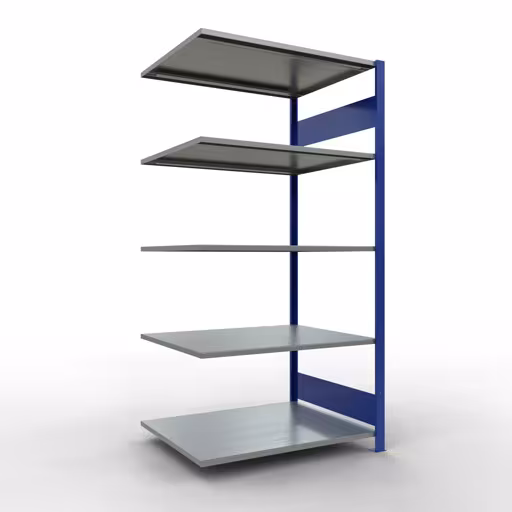 Anbauregal, Fachbodenregal Stecksystem MULTIplus150, 2000 x 1000 x 800 mm (HxBxT), 5 Fachböden, Längenriegel, RAL 5010 enzianblau/verzinkt aus der Kategorie Anbauregal mit der Artikelnummer 12785-LR-B