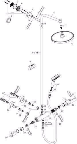 Technische Zeichnung 3982828 Hansgrohe Showerpipe CROMETTA S 240 1JET DN 15 16 l/min chrom
