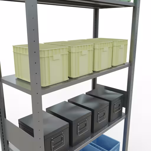 Abbildung Nr 15 des Artikels Grundregal, Fachbodenregal Stecksystem MULTIplus85, 3000 x 1000 x 400 mm (HxBxT), 7 Fachböden, Längenriegel, verzinkt aus der Produktgruppe Stecksystem von der Marke Schulte Lagertechnik