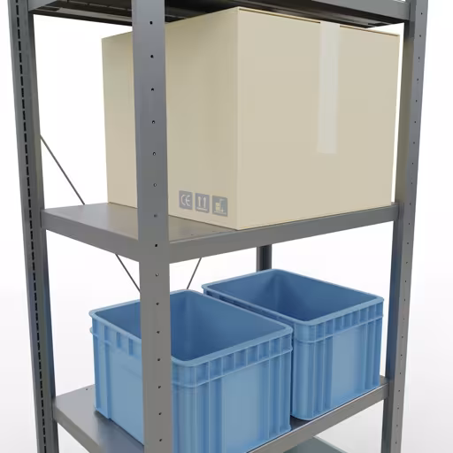 Grundregal, Fachbodenregal Stecksystem MULTIplus250, 2000 x 750 x 500 mm (HxBxT), 5 Fachböden, Kreuzstrebe, verzinkt von der Marke Schulte Lagertechnik aus der Produktreihe Stecksystem