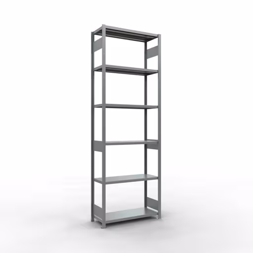 Grundregal, Fachbodenregal Stecksystem MULTIplus250, 3000 x 1000 x 400 mm (HxBxT), 7 Fachböden, Längenriegel, verzinkt aus der Kategorie Grundregal mit der Artikelnummer 12942-LR