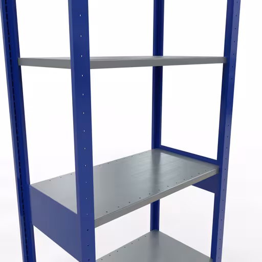 Produktbild Nr.12 des Artikels Grundregal, Fachbodenregal Stecksystem MULTIplus150, 2500 x 750 x 400 mm (HxBxT), 6 Fachböden, Längenriegel, RAL 5010 enzianblau/verzinkt/verzinkt aus der Produktreihe Stecksystem von der Marke Schulte Lagertechnik