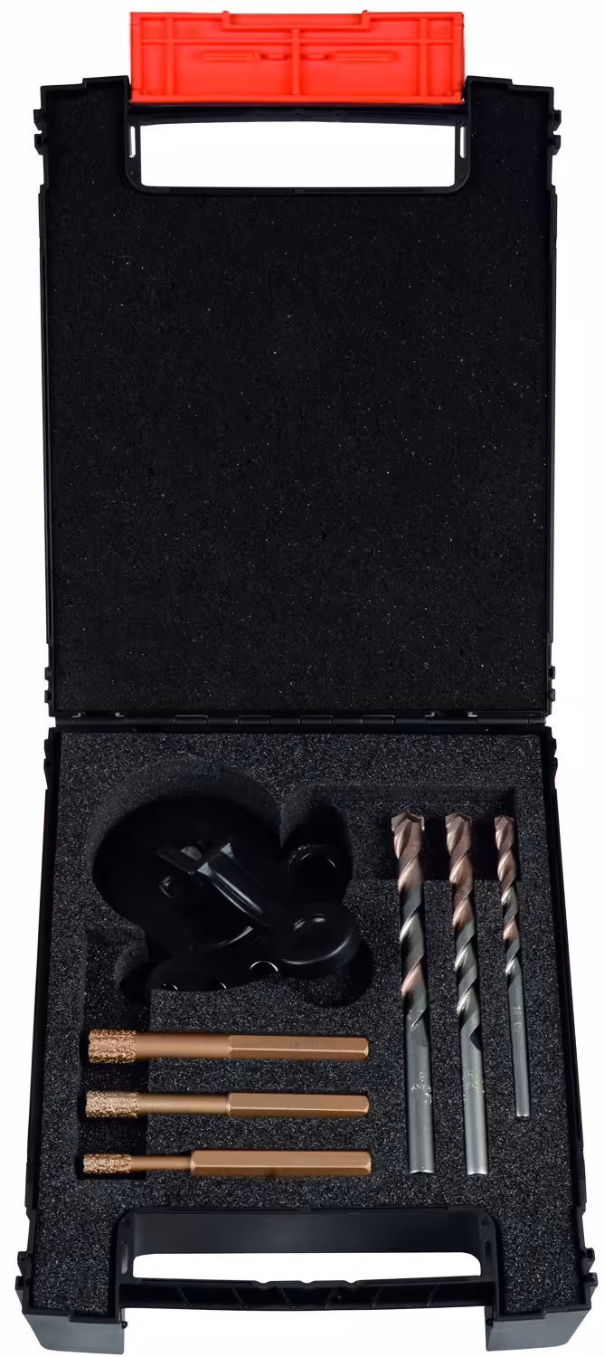 Satz Diamant Trockenbohrer 6-kant Schaft und Betonbohrer 7-tlg. mit Anbohrhilfe aus der Kategorie Bohrer mit der Artikelnummer 59803