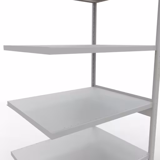 Anbauregal, Fachbodenregal Stecksystem MULTIplus330, 2500 x 1000 x 800 mm (HxBxT), 6 Fachböden, Kreuzstrebe, RAL 7035 lichtgrau von Schulte Lagertechnik aus der Kategorie Stecksystem