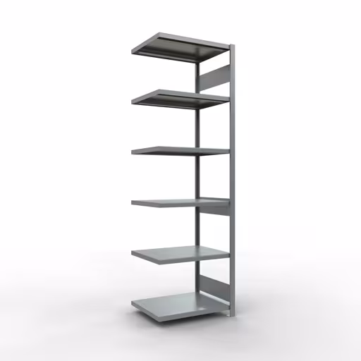 Anbauregal, Fachbodenregal Stecksystem MULTIplus250, 2500 x 750 x 600 mm (HxBxT), 6 Fachböden, Längenriegel, verzinkt aus der Kategorie Anbauregal mit der Artikelnummer 12966-75-LR