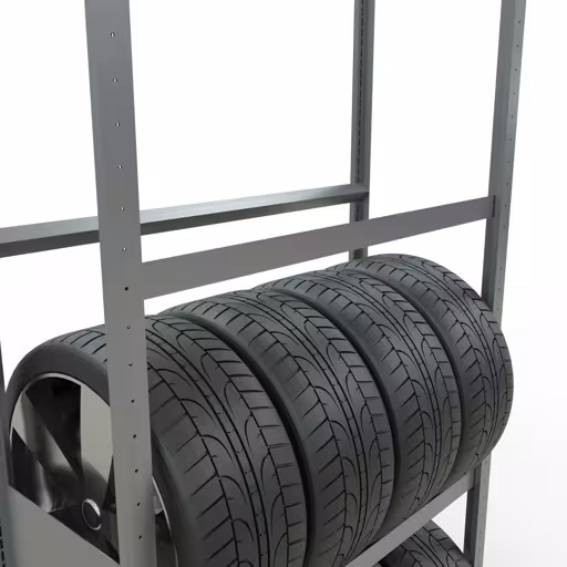 Abbildung Nr 13 des Artikels Grundregal, Räder-/Reifenregal, 2750 x 1050 x 400 mm (HxBxT), verzinkt, 4 Lagerebenen á 150 kg Fachlast pro Ebene aus der Produktgruppe Fachbodenregale von der Marke Schulte Lagertechnik
