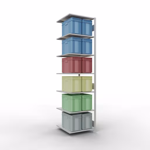 Zusatzbild des Artikels Anbauregal, Fachbodenregal Stecksystem MULTIplus150, 3000 x 750 x 800 mm (HxBxT), 7 Fachböden, Längenriegel, RAL 7035 lichtgrau aus Anbauregal