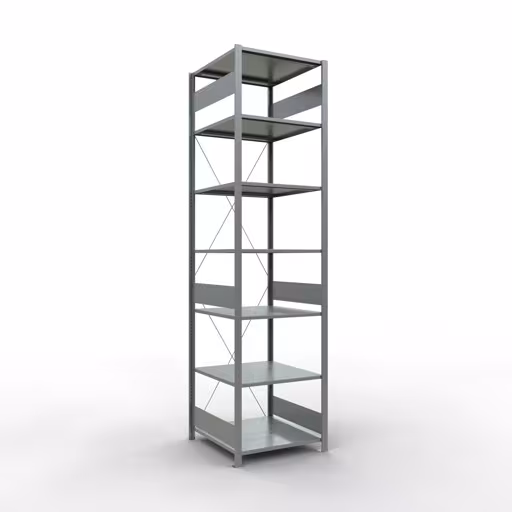 Grundregal, Fachbodenregal Stecksystem MULTIplus150, 3000 x 750 x 800 mm (HxBxT), 7 Fachböden, Kreuzstrebe, verzinkt aus der Kategorie Grundregal mit der Artikelnummer 12782-75
