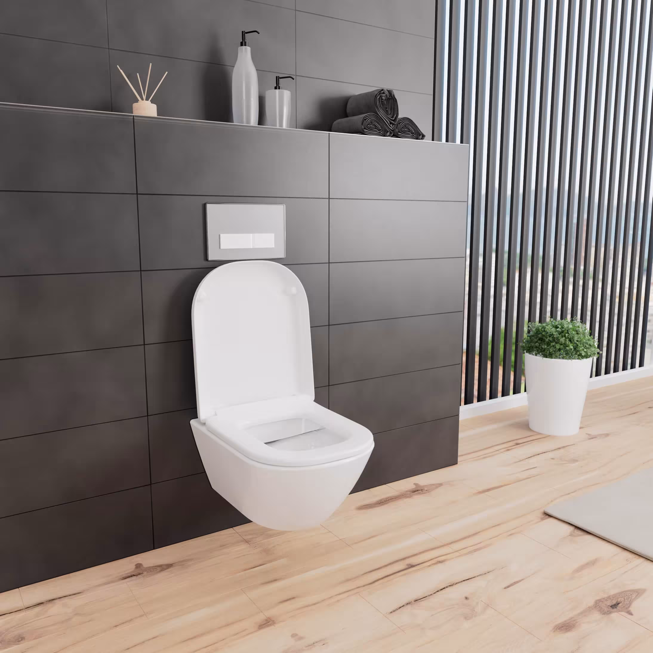 WC-Sitz D900 D-Form Weiß mit Absenkautomatik von der Marke LUVETT aus der Produktreihe Badkeramik