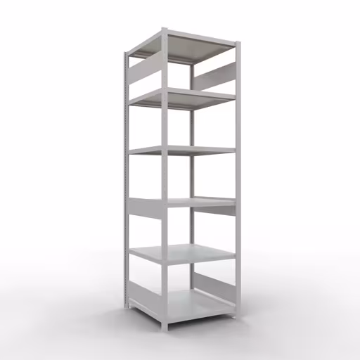 Grundregal, Fachbodenregal Stecksystem MULTIplus250, 2500 x 750 x 800 mm (HxBxT), 6 Fachböden, Längenriegel, RAL 7035 lichtgrau aus der Kategorie Grundregal mit der Artikelnummer 32881-75-LR