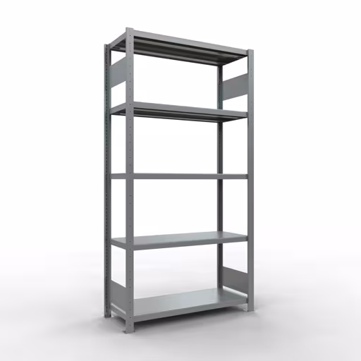Grundregal, Fachbodenregal Stecksystem MULTIplus330, 2000 x 1000 x 400 mm (HxBxT), 5 Fachböden, Längenriegel, verzinkt aus der Kategorie Grundregal mit der Artikelnummer 13940-LR