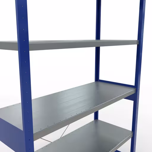 Abbildung Nr 13 des Artikels Grundregal, Fachbodenregal Stecksystem MULTIplus250, 2500 x 1300 x 500 mm (HxBxT), 6 Fachböden, Kreuzstrebe, RAL 5010 enzianblau/verzinkt aus der Produktgruppe Stecksystem von der Marke Schulte Lagertechnik