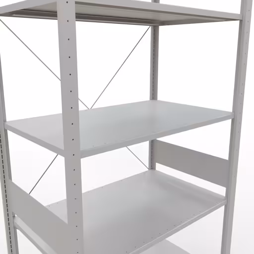Abbildung Nr 8 des Artikels Grundregal, Fachbodenregal Stecksystem MULTIplus85, 3000 x 1000 x 600 mm (HxBxT), 7 Fachböden, Kreuzstrebe, RAL 7035 lichtgrau aus der Produktgruppe Stecksystem von der Marke Schulte Lagertechnik