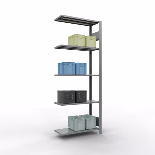 Produktbild Nr.14 des Artikels Anbauregal, Fachbodenregal Stecksystem MULTIplus150, 2000 x 750 x 300 mm (HxBxT), 5 Fachböden, Längenriegel, verzinkt aus der Produktreihe Stecksystem von der Marke Schulte Lagertechnik