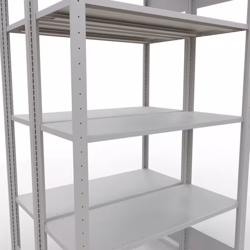 Grundregal, Doppelregal, Fachbodenregal Stecksystem MULTIplus150, 2000 x 1000 x (2x400) mm (HxBxT), 2x5 Fachböden, Längenriegel, RAL 7035 lichtgrau von Schulte Lagertechnik aus der Kategorie Fachbodenregale