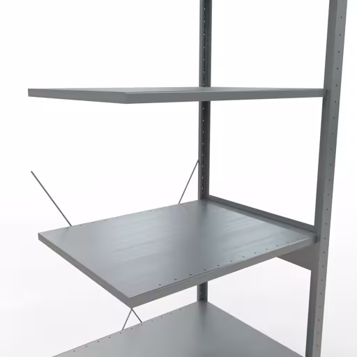 Zusatzbild des Artikels Anbauregal, Fachbodenregal Stecksystem MULTIplus150, 2500 x 750 x 600 mm (HxBxT), 6 Fachböden, Kreuzstrebe, verzinkt aus Anbauregal