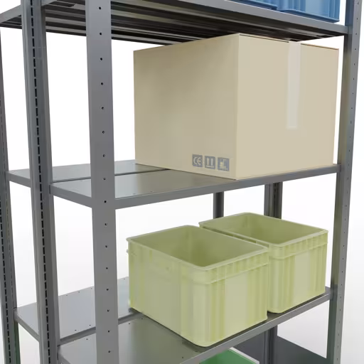 Grundregal, Doppelregal, Fachbodenregal Stecksystem MULTIplus150, 2000 x 1000 x (2x300) mm (HxBxT), 2x5 Fachböden, Längenriegel, verzinkt von der Marke Schulte Lagertechnik aus der Produktreihe Fachbodenregale
