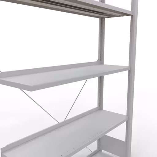 Abbildung Nr 13 des Artikels Anbauregal, Büro-Fachbodenregal Stecksystem MULTIplus85, 1800 x 1000 x 300 mm (HxBxT), 5 Fachböden, Kreuzstrebe, mit Anschlagleiste, lichtgrau aus der Produktgruppe Büroregale von der Marke Schulte Lagertechnik