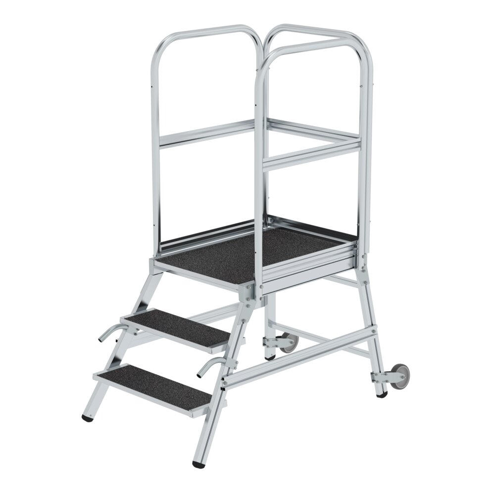 Munk Podesttreppe einseitig begehbar mit Rollen& Griffen Korrundbesch. R13 aus der Kategorie Podesttreppen mit der Artikelnr. 055103, Moebel, Aluminium