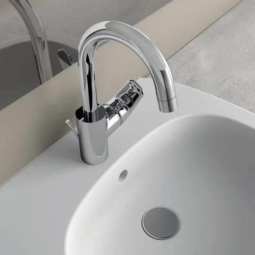 Detailbild 4039634 Ideal Standard Waschtischarmatur Ceraflex mit hohem Auslauf mit Ablaufgarnitur Ausladung 146 mm chrom