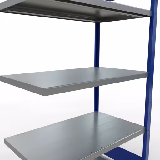 Abbildung Nr 10 des Artikels Anbauregal, Fachbodenregal Stecksystem MULTIplus250, 2000 x 1000 x 600 mm (HxBxT), 5 Fachböden, Längenriegel, RAL 5010 enzianblau/verzinkt aus der Produktgruppe Stecksystem von der Marke Schulte Lagertechnik